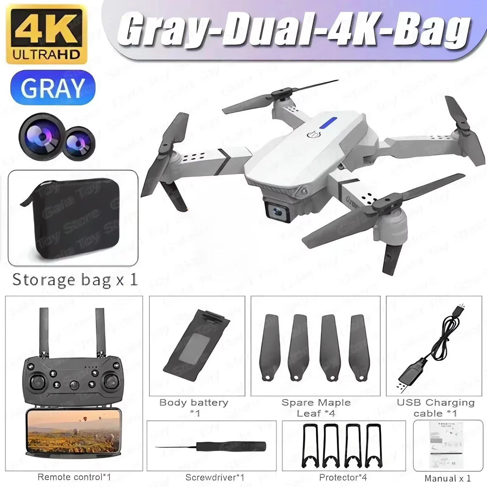 E88 Pro RC Drone WIFI FPV with HD 4K Camera Wide Angle View Height Hold Function Foldable Quadcopter Helicopter Toy Gift