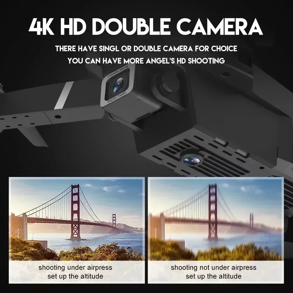 E88 Pro RC Drone WIFI FPV with HD 4K Camera Wide Angle View Height Hold Function Foldable Quadcopter Helicopter Toy Gift