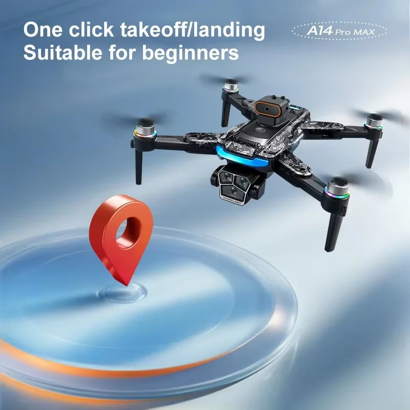 Xiaomi A14 PRO MAX Drone Brushless 8K Three HD Camera Remote Control with Screen Optical Flow Intelligent Foldable Quadcopter