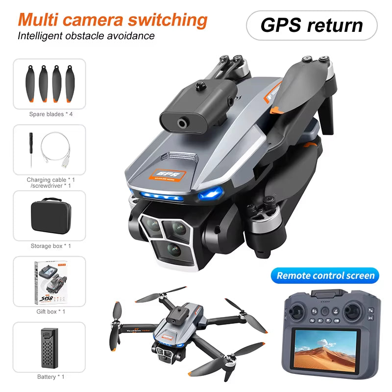 2025 S158 GPS Return Drone Screen Control Folding 8K HD Camera 5G Brushless Motor Optical Flow Positioning RC Quadcopter RC Toy