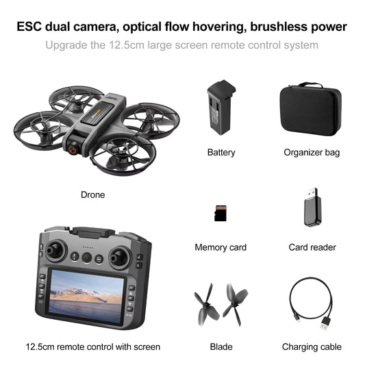 2025 New S156 Drone with Screen Brushless Optical Stream Positioning Quadcopter with Camera FPV Traverser Novice Toy Airplane