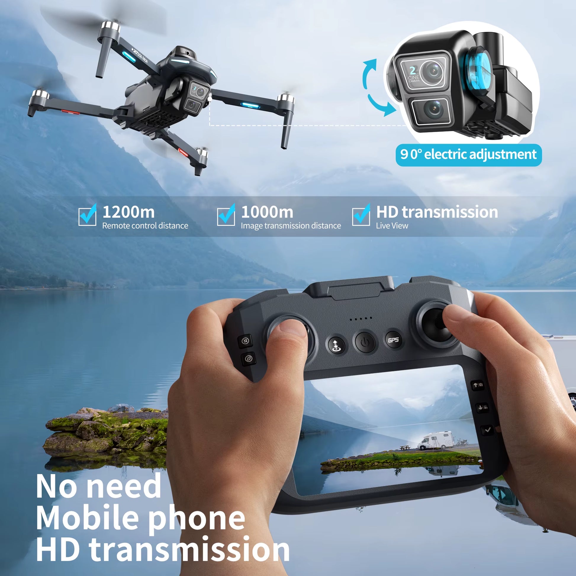Xiaomi XT606GPS Screen Brushless Aerial Photography Drone 4K HD Dual Camera Brushless Motor 5G WIFI Remote Control Quadcopter