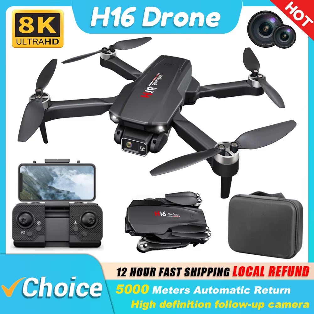 New Drone H16 GPS Professional Dual Camera Dron Quadcopter Brushless Aerial Photography Laser Obstacle Avoidance RC Toy
