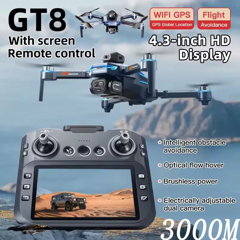 Professional Drone GT8 8K Wide-Angle HD 1080P Camera Wifi FPV Height Hold Foldable RC Drone Quadrotor Helicopter Children'S Toys