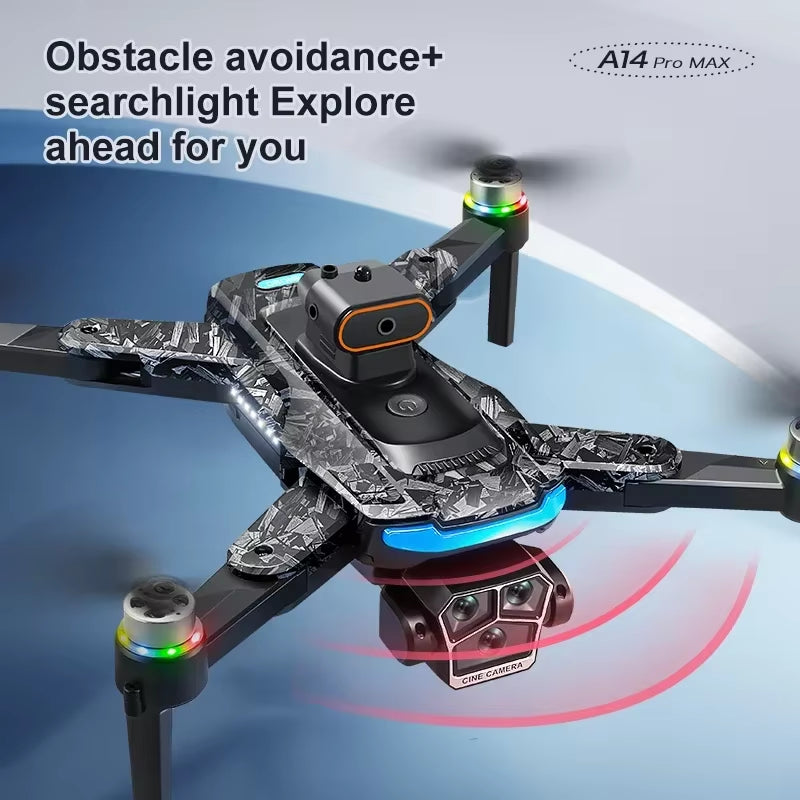 Xiaomi A14 PRO MAX Drone Brushless 8K Three HD Camera Remote Control with Screen Optical Flow Intelligent Foldable Quadcopter