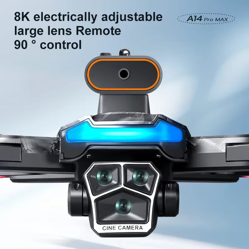 Xiaomi A14 PRO MAX Drone Brushless 8K Three HD Camera Remote Control with Screen Optical Flow Intelligent Foldable Quadcopter
