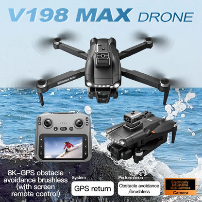 New for Xiaomi V198 GPS MAX Drone with 8K Professional HD Camera 5G Wifi Brushless Laser Barrier Avoidance Folding Quadcopter