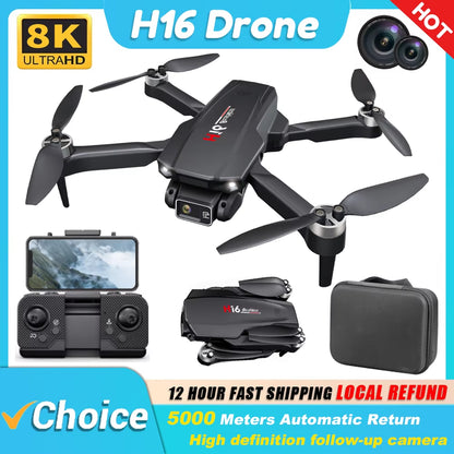New Drone H16 GPS Professional Dual Camera Dron Quadcopter Brushless Aerial Photography Laser Obstacle Avoidance RC Toy